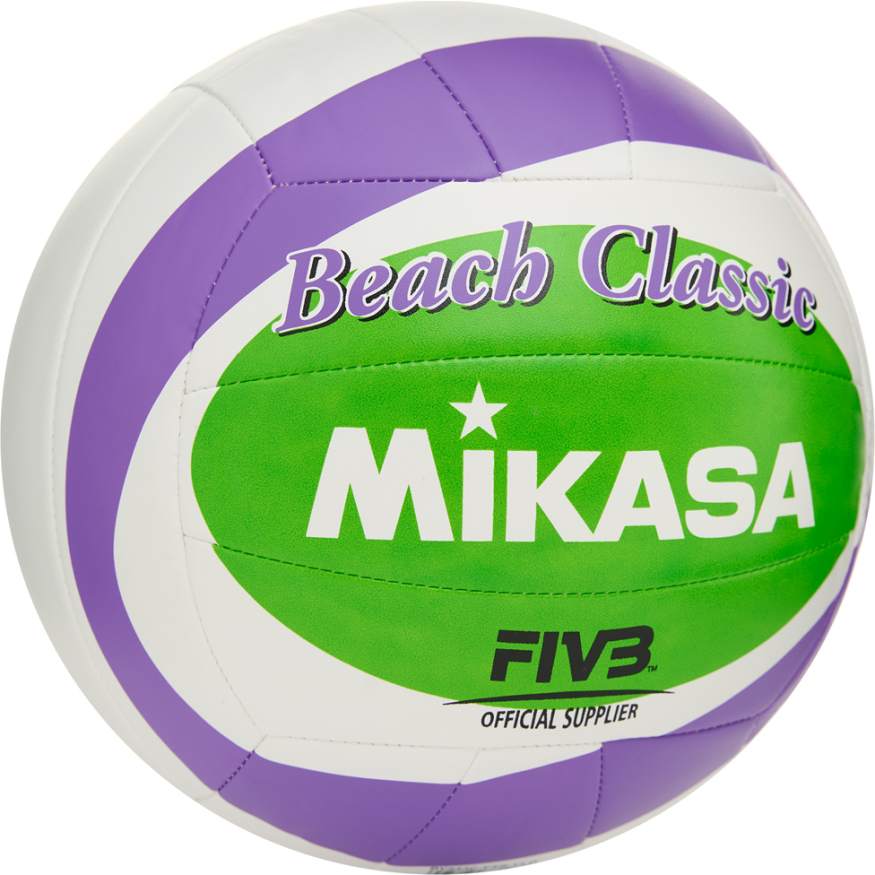 Мяч вол. пляжн. MIKASA BV543C-VXB-VLG, 18 панелей,синт.кожа (ТПУ),маш.сш., бут.кам, бело-фиол-зел