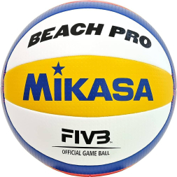 Мяч вол. пляжн. MIKASA BV550C, р.5, FIVB Approved, синт.кожа, маш.сшивка, бело-син-жел