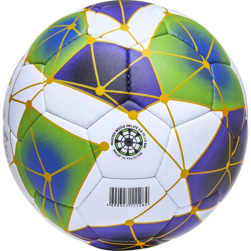 Мяч футбольный ATEMI SPECTRUM, микрофибра, бел/син/зел, р.5, р/ш, окруж 68-70