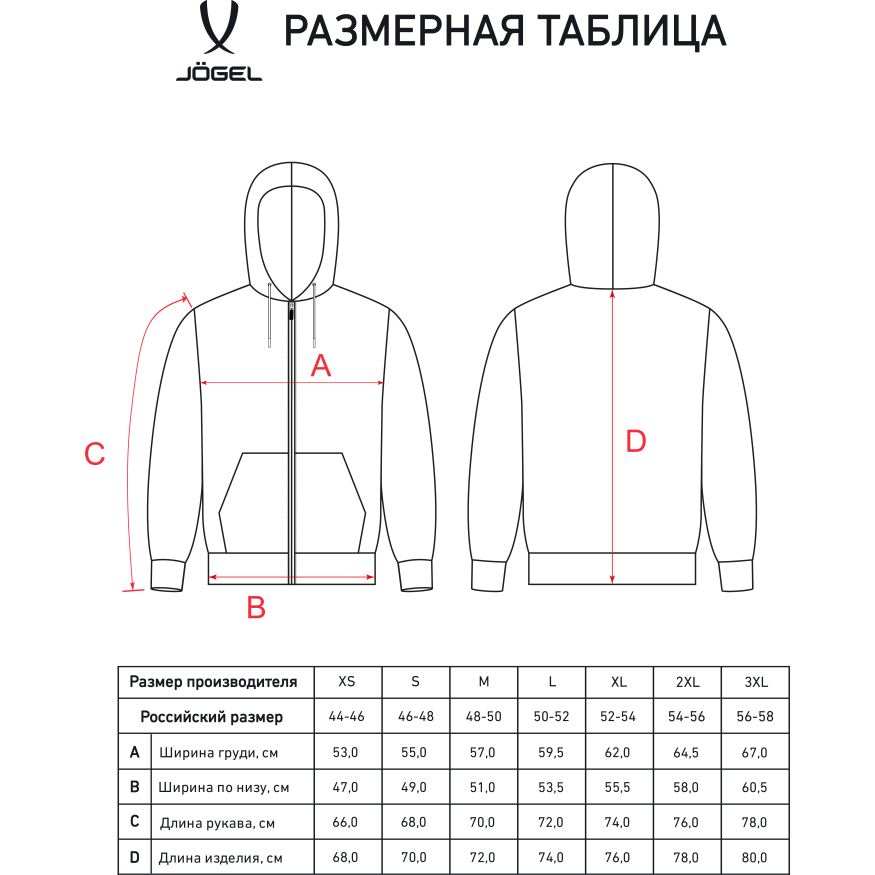 Худи на молнии JOGEL ESSENTIAL Cotton Zip Hoodie, черный