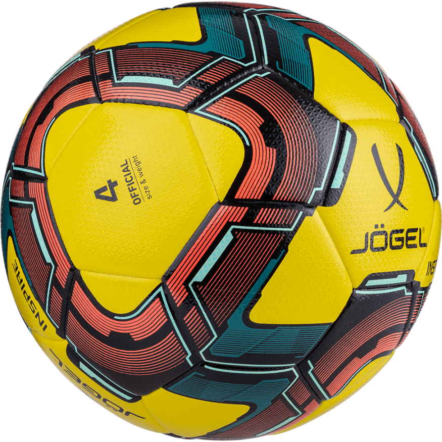 Мяч футзальный JOGEL Inspire №4, желтый/черный/красный