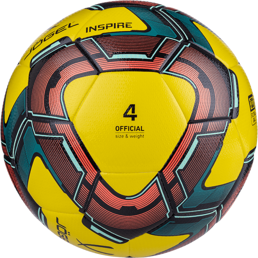 Мяч футзальный JOGEL Inspire №4, желтый/черный/красный