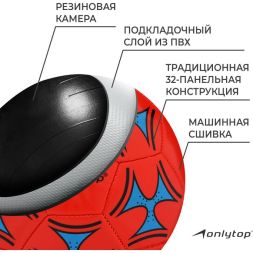 Мяч футбольный ONLYTOP, PVC, машинная сшивка, 32 панели, р. 5, цвет МИКС