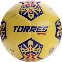СЦ*Мяч футб. TORRES Bravo-3, F324113, р.3, ПУ, 4 сл, 32 п, гибрид.сшивка, желтый
