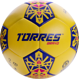 СЦ*Мяч футб. TORRES Bravo-3, F324113, р.3, ПУ, 4 сл, 32 п, гибрид.сшивка, желтый