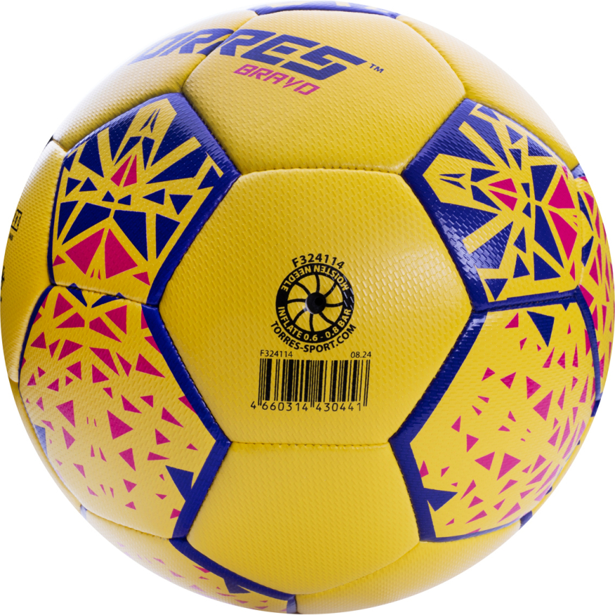 СЦ*Мяч футб. TORRES Bravo-4, F324114, р.4, ПУ, 4 сл, 32 п, гибрид.сшивка, желтый