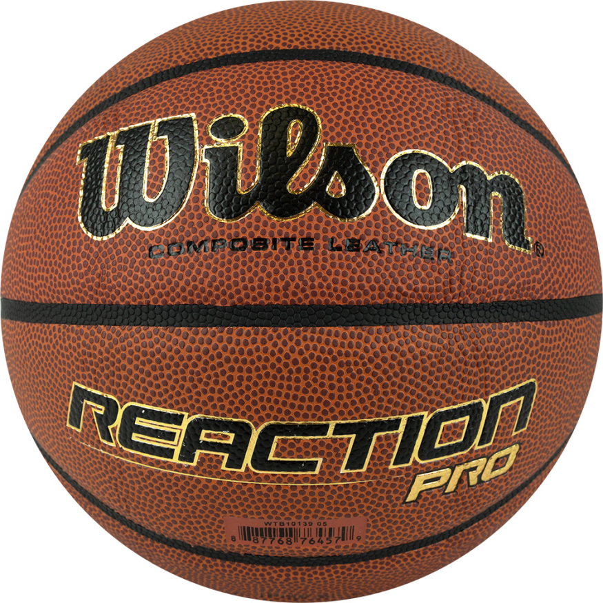 Мяч баск. WILSON Reaction PRO, WTB10139XB05, р.5, синт. PU, бутил. камера, темно-коричневый