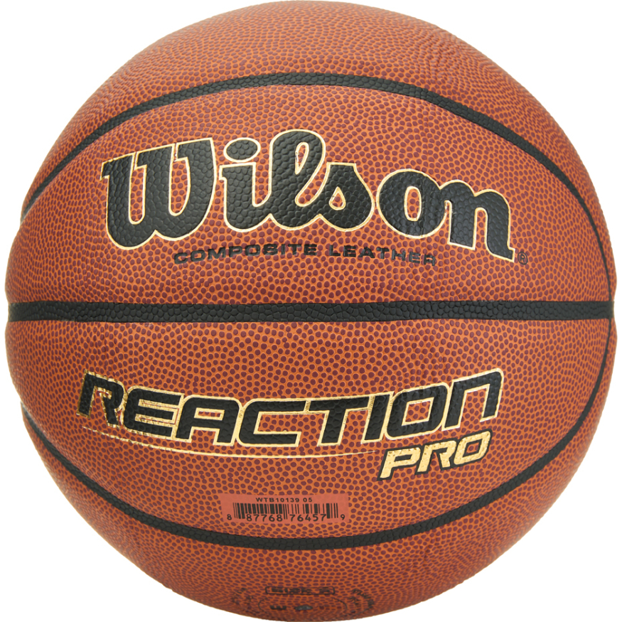 Мяч баск. WILSON Reaction PRO, WTB10139XB05, р.5, синт. PU, бутил. камера, темно-коричневый