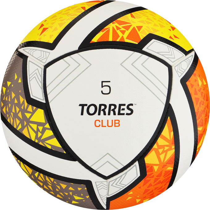 Мяч футб. &quot;TORRES Club&quot; арт.F323965, р.5, 10 панели. PU, гибрид. сшив, бел-оранж-желт