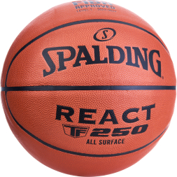 Мяч баск. SPALDING TF-250 React 76968z, р.6, FIBA Approved, композит. кожа (ПУ), коричнево-черный