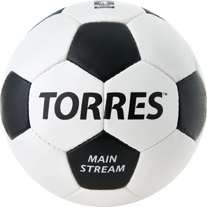 Мяч футб. TORRES Main Stream, F30184,р.4, 32 пан. ПУ, 4 под. слоя, руч. сшив., бело-черный