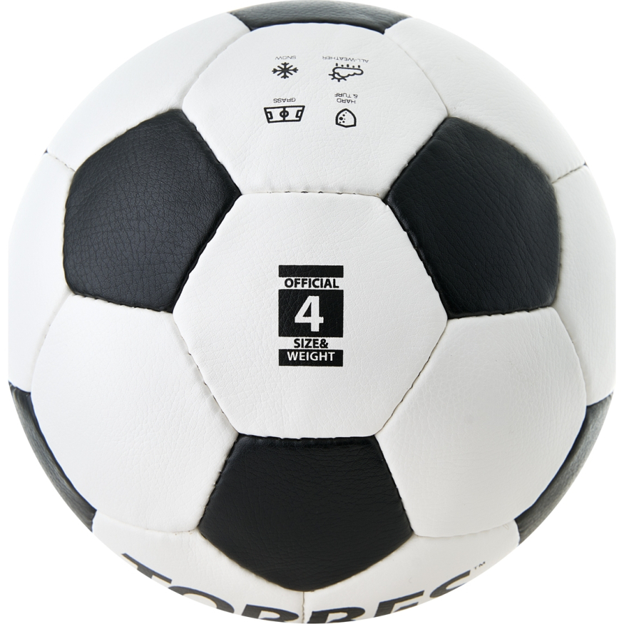 Мяч футб. TORRES Main Stream, F30184,р.4, 32 пан. ПУ, 4 под. слоя, руч. сшив., бело-черный