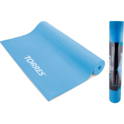 Коврик для йоги TORRES Basis 3, YL10023, PVC 3 мм, нескользящее покрытие, голубой