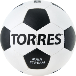Мяч футб. TORRES Main Stream, F30185, р.5, 32 пан. ПУ, 4 под. слоя, руч. сшивка, бело-черный