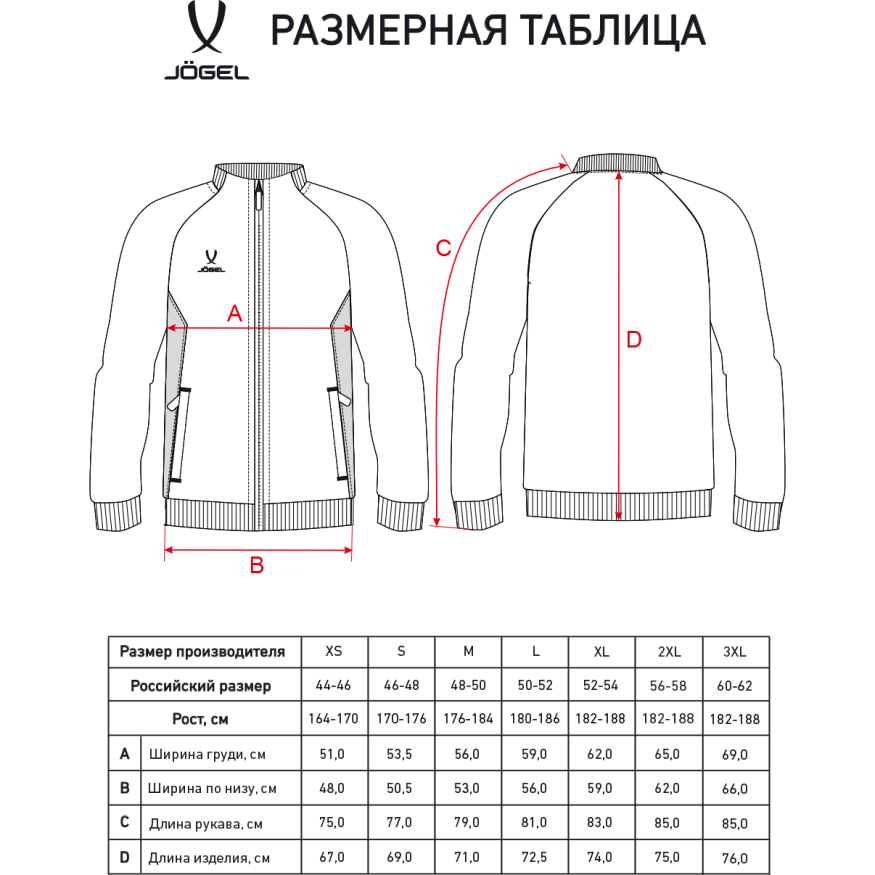 Джемпер тренировочный на молнии JÖGEL PREMIER PerFormDRY Training FZ Jacket, красный