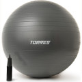 Мяч гимн. TORRES, FB122565, диам. 65 см, эласт. ПВХ,с защ. от взрыва, с насосом, серый