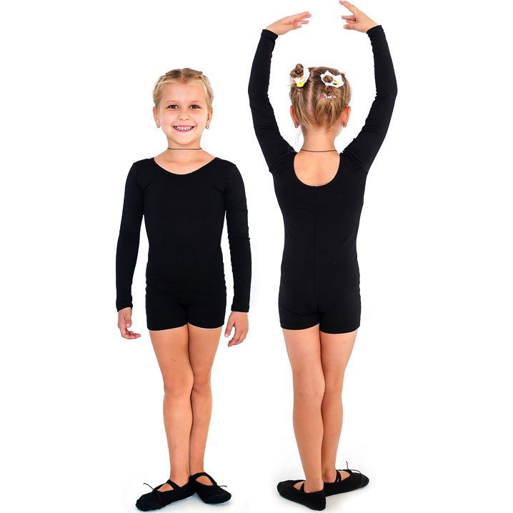 Комбинезон гимнастический с длинным рукавом Indigo SM-193-32, размер 32, черный