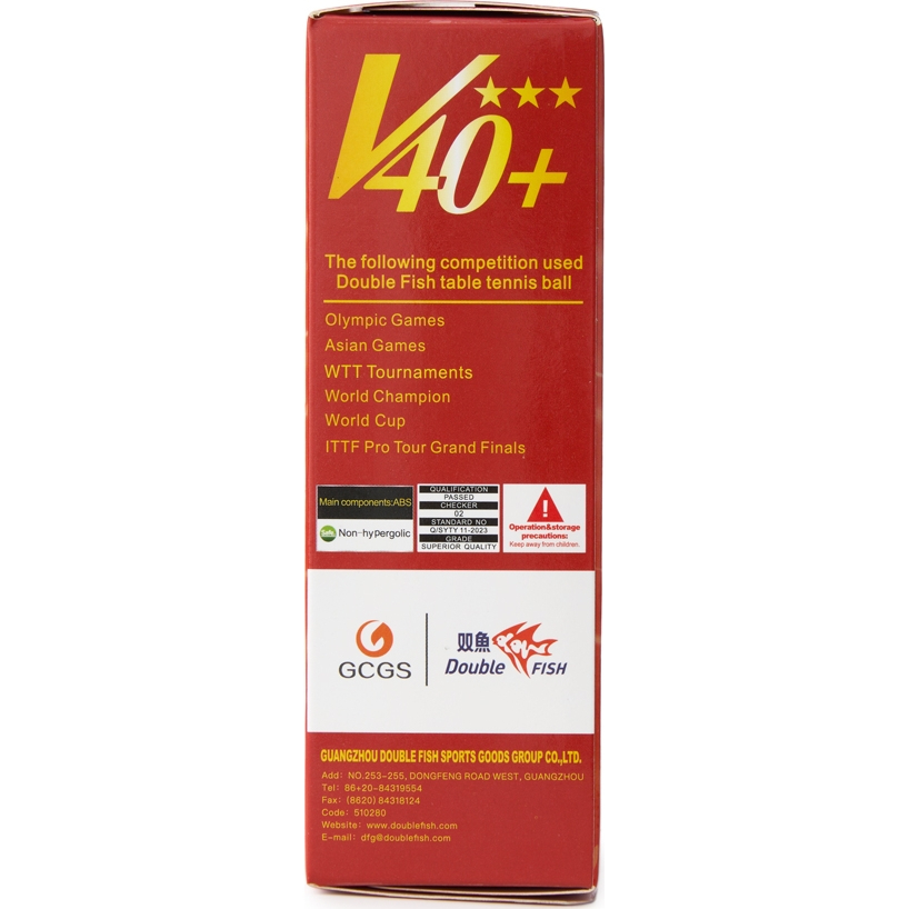 Мяч для наст. тенниса DOUBLE FISH 3***, V111F, диам. V40+мм, ITTF Appr,плаcтик,упак.6 шт, белый