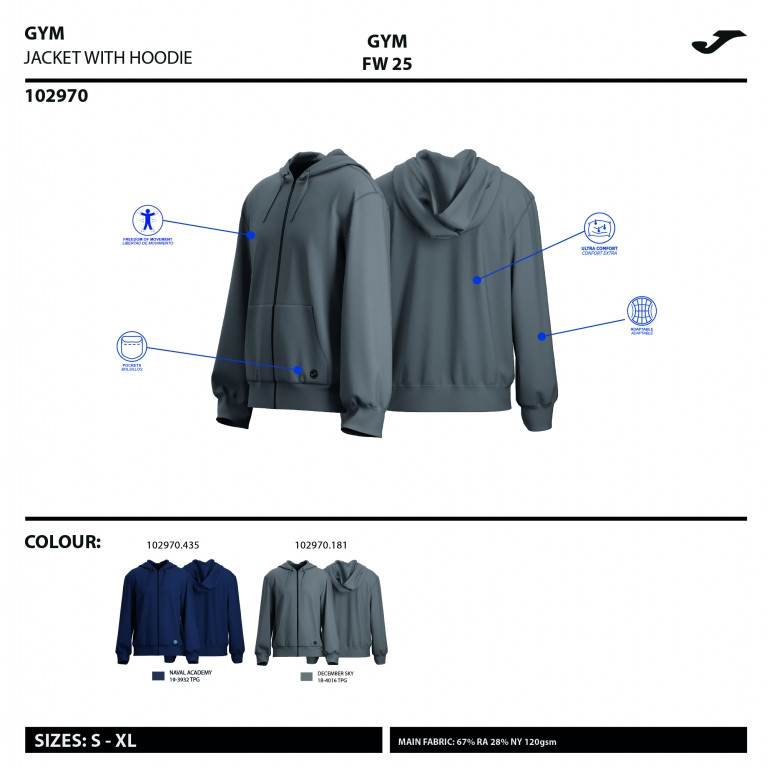 CHAQUETA CON CAPUCHA INDOOR GYM  