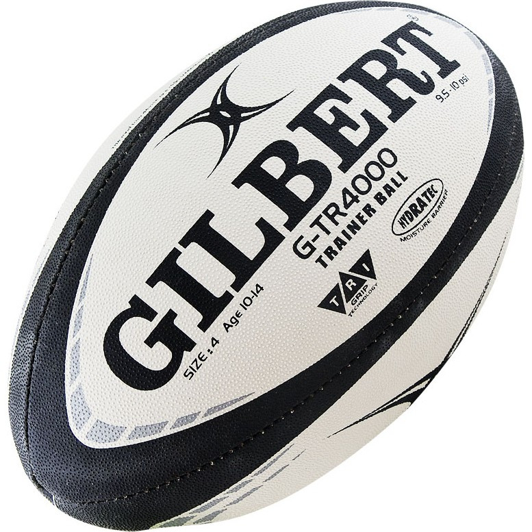 Мяч для регби GILBERT G-TR4000, 42097704, р 4, резина, ручная сшивка, бело-черно-серый