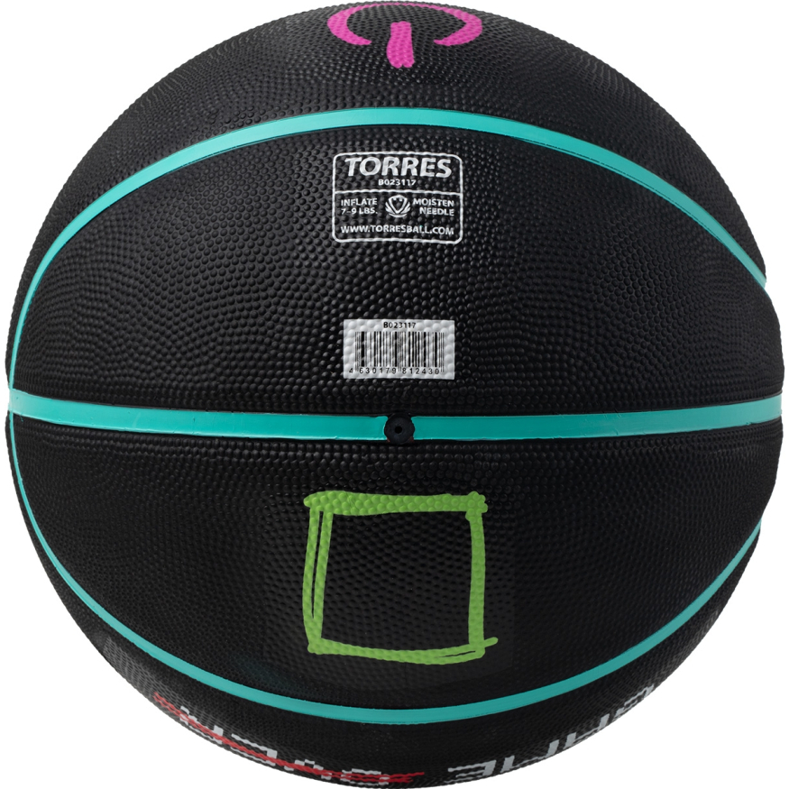 Мяч баск. TORRES Game Over B023117, р.7, резина, нейлон. корд, бут. кам., черный