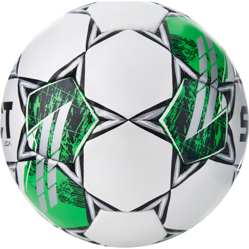 Мяч футб. SELECT Liga V25, 3855160585, р.5, FIFA Basic, 32п, ПУ, руч. сш, бело-зеленый