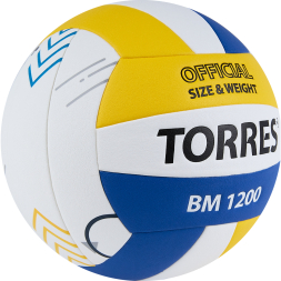 Мяч вол. TORRES BM1200, V42335, р.5, синт.кожа (микрофибра), клееный, бут.кам, бел-син-желт