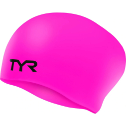 Шапочка для плавания подростковая TYR Long Hair Wrinkle-Free Silicone Cap Jr, LCSJRL-693, розовая