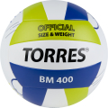Мяч вол. TORRES BM400, V42315, р.5, синт. кожа (ТПУ), клееный, бут.кам., бело-сине-зелен