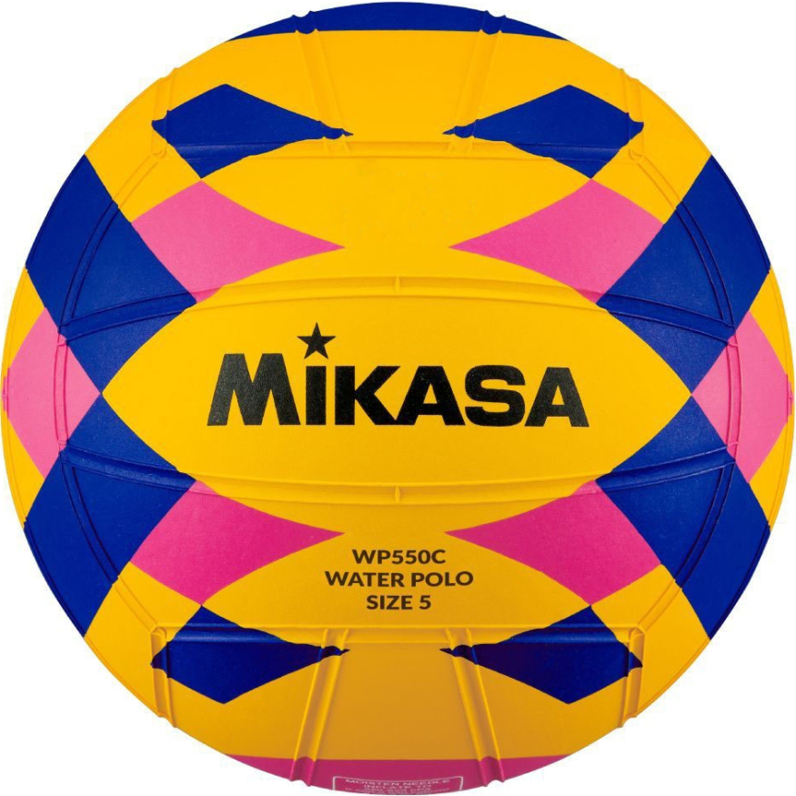 Мяч для водного поло MIKASA WP550C р.5,муж., резина, вес 400-450гр, желт-сине-роз