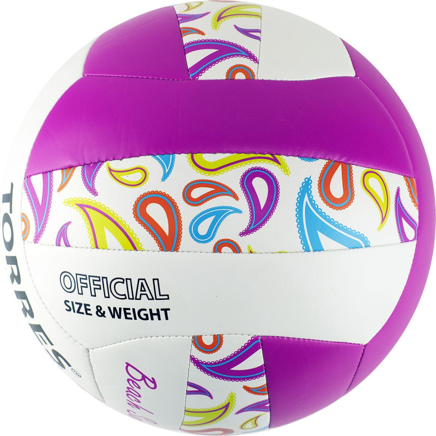 Мяч вол  пляжн  TORRES Beach Sand Pink, V32085B, р 5, синт кожа (ТПУ),маш сш,бут кам,бел-роз