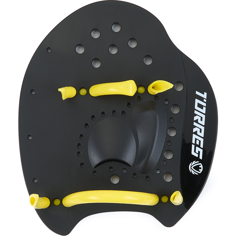 Лопатки для плавания TORRES, Арт.SWP112401BL, р.S, черно-желтый