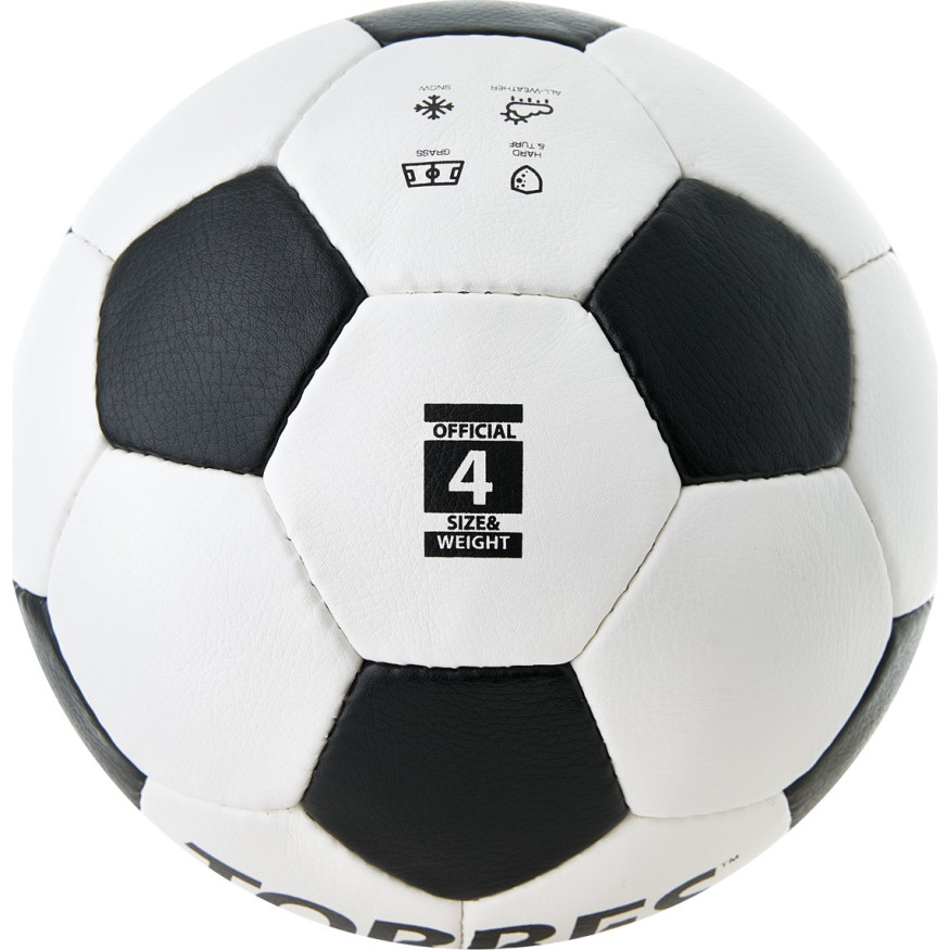 Мяч футб  TORRES Main Stream, F30184,р 4, 32 пан  ПУ, 4 под  слоя, руч  сшив , бело-черный