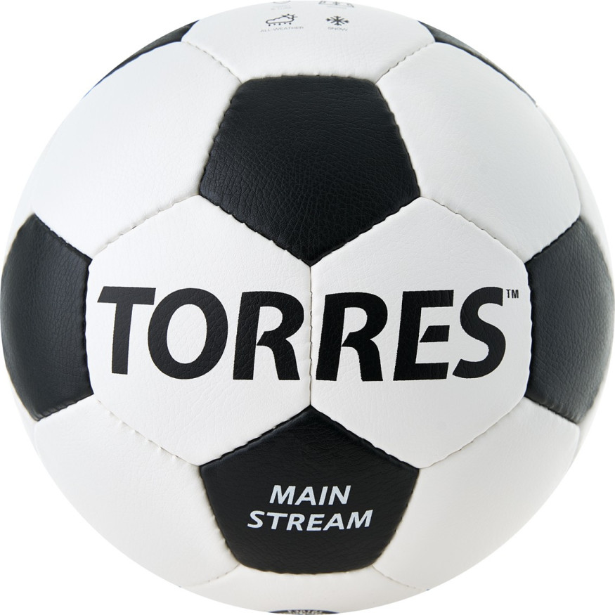 Мяч футб  TORRES Main Stream, F30185, р 5, 32 пан  ПУ, 4 под  слоя, руч  сшивка, бело-черный