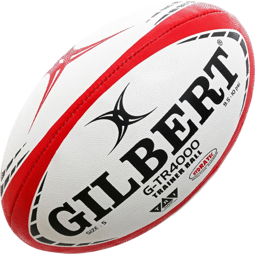 Мяч для регби GILBERT G-TR4000, 42097805, р 5, резина, ручная сшивка, бело-красно-черный