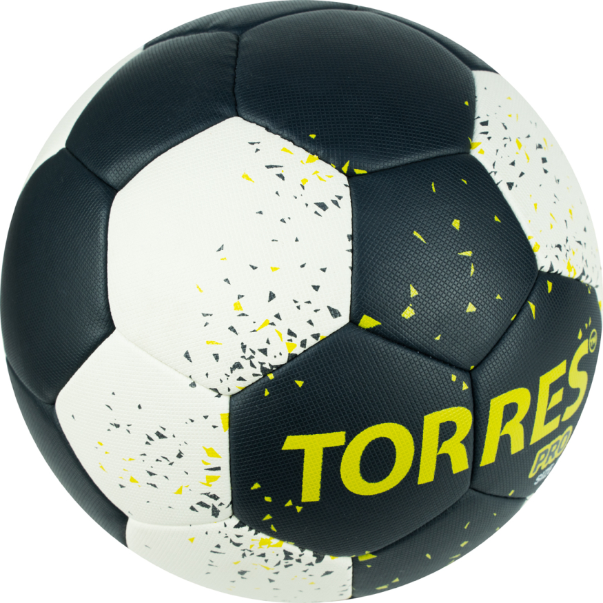 Мяч ганд. TORRES PRO, H32162, р.2, ПУ, 4 подкл. слоя, гибрид. сшивка, черно-бел-желт