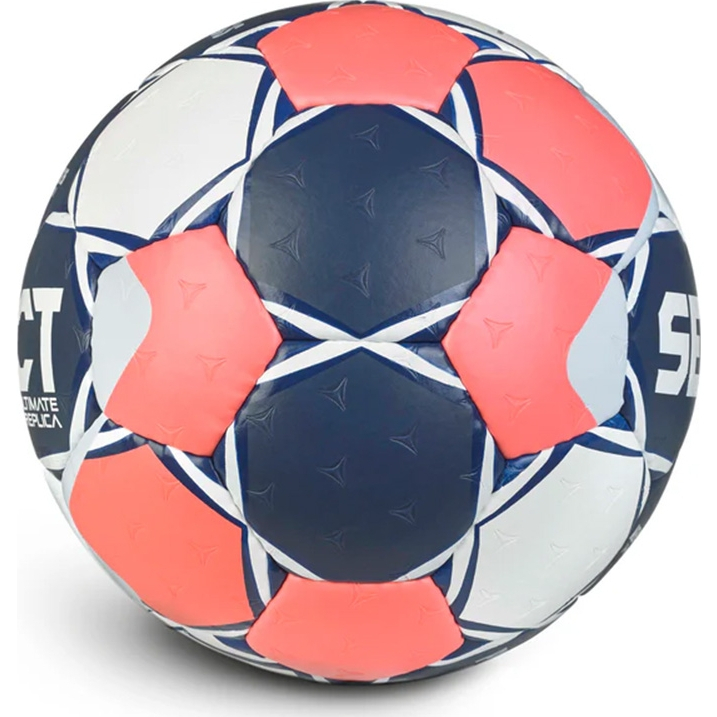 Мяч ганд. SELECT Ultimate EHF Euro Men Replica v26, 3572858749, р.3, ПУ, руч.сш, бело-сине-коралл