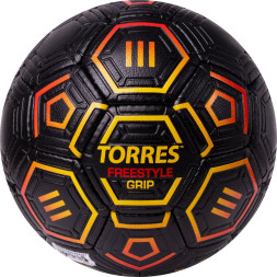 Мяч футб  TORRES Freestyle Grip, F323765, р 5, 32 панели  PU, ручная сшивка, черно-желт-красн