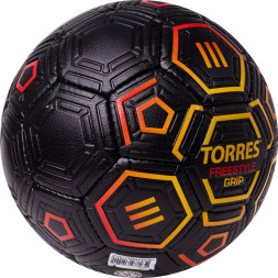 Мяч футб  TORRES Freestyle Grip, F323765, р 5, 32 панели  PU, ручная сшивка, черно-желт-красн
