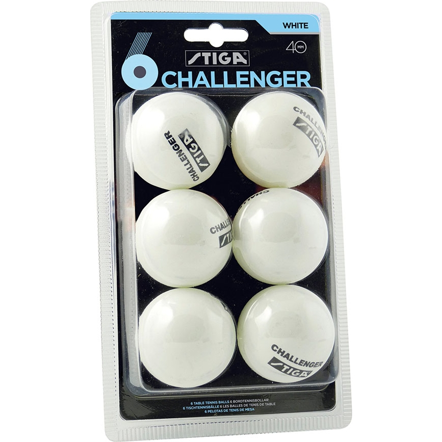 Мяч для наст. тенниса Stiga Challenger, 5200-06, диам. 40 мм, упак. 6 шт, белый