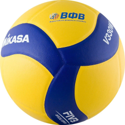 Мяч вол. MIKASA V330W, р.5, синт.кожа (ПУ), 18 пан., оф. парам. FIVB,клееный, бут.кам, желто-синий