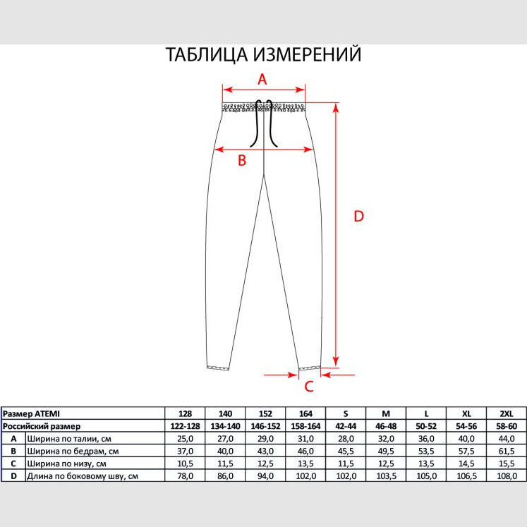 Брюки тренировочные детские ATEMI, цв черный, арт APNT-001JSS23-BLK (128)