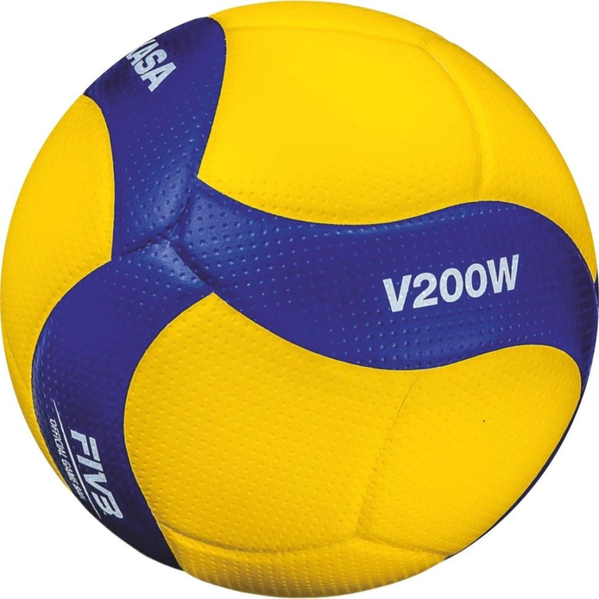 Мяч вол. MIKASA V200W, р.5, оф.мяч FIVB, FIVB Appr, синт.кожа (микрофиб), 18пан, клееный, желт-син