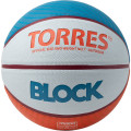 Мяч баск  TORRES Block, B023167, р 7, резина, нейлон  корд, бут  камера, светл-серо-сине-оранжевый