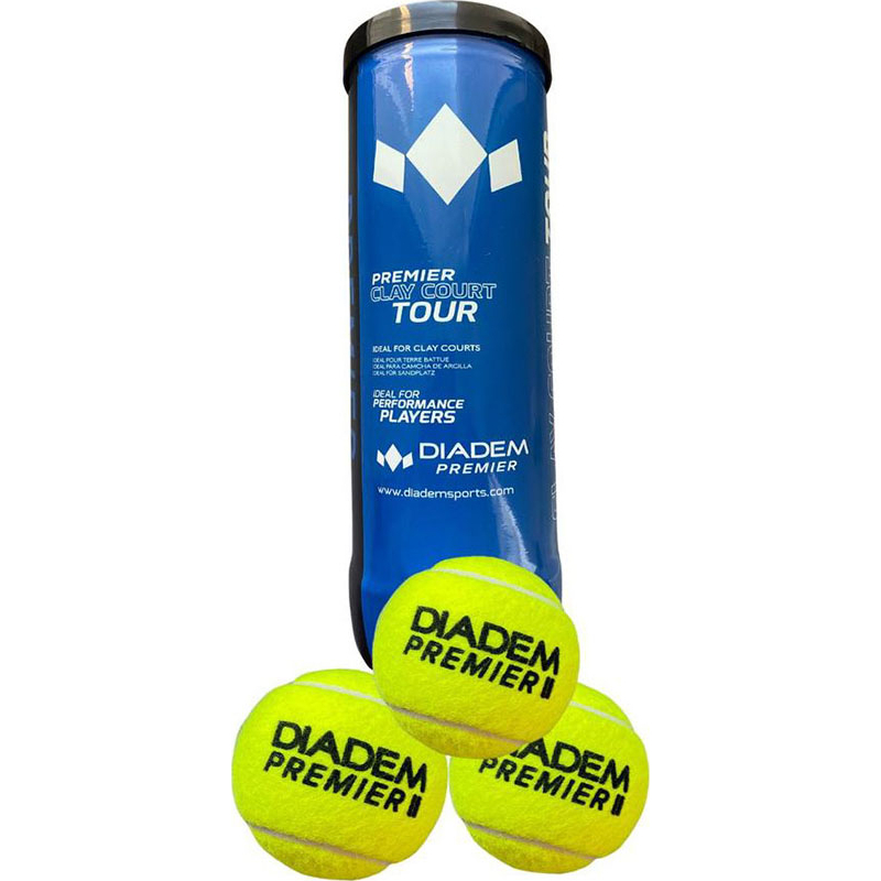 Мяч теннисный DIADEM Premier Clay Court Tour 3B, Europe-Ball-ClayTour-3B,уп.3 шт,одобр.ITF,фетр,желт