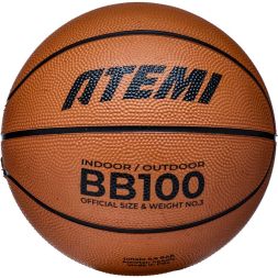 Мяч баскетбольный Atemi, р. 3, резина, 8 панелей, BB100N, окруж 56-58, клееный