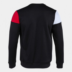 SUDADERA CREW V NEGRO ROJO