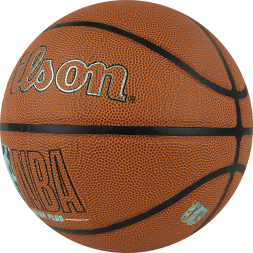 Мяч баск. WILSON NBA Forge Plus Eco BSKT, WZ2010901XB6, р.6, PU, бутиловая камера, коричневый
