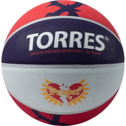 Мяч баск  TORRES Prayer, B023137, р 7, резина, нейлон корд, бут  кам , красно-серо-фиолет