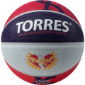 Мяч баск  TORRES Prayer, B023137, р 7, резина, нейлон корд, бут  кам , красно-серо-фиолет